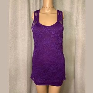 BOZZOLO LACE TANK TOP WITH UNDERSHIRT SIZE L